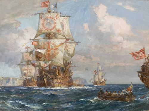 The Armada off the English coast by Bernard Finegan Gribble