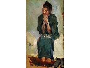 Woman in Green Dress on White Upholstered Sitting by Isaac Israëls