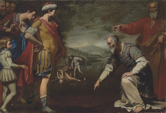 Consul Gaius Popillius drawing a circle around King Antiochus IV by Lorenzo Lippi