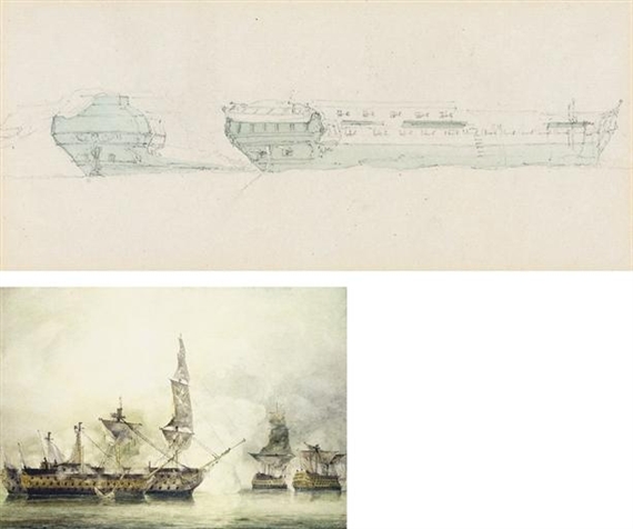 Preparatory study for 'His Majesty's ship Victory in the memorable Battle of Trafalgar' by John Constable