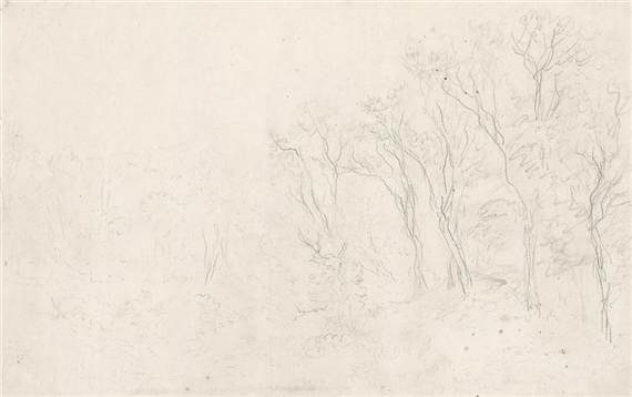 Trees in a wooded landscape by John Constable