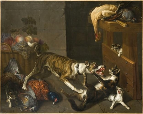 Entre chien et chat by Alexandre-François Desportes, 1715