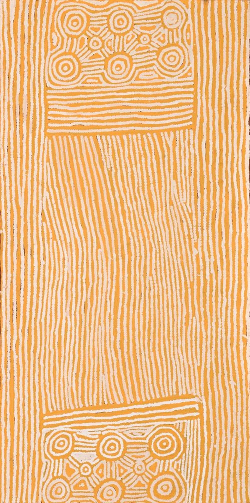 Artwork by Charlie Ward Tjakamarra, Naru, Made of synthetic polymer paint on linen