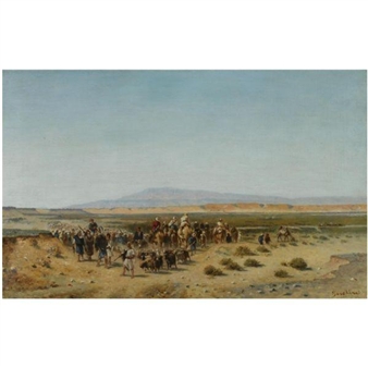 CARAVANE DANS LE DESERT - Narcisse Berchère