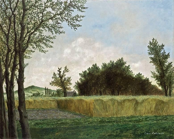 „GRÜNE LANDSCHAFT MIT KORNFELD UND BUSCH“ by Franz Radziwill, 1941