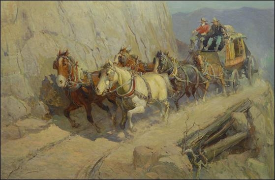 Stagecoach by Oscar E. Berninghaus, circa 1920s