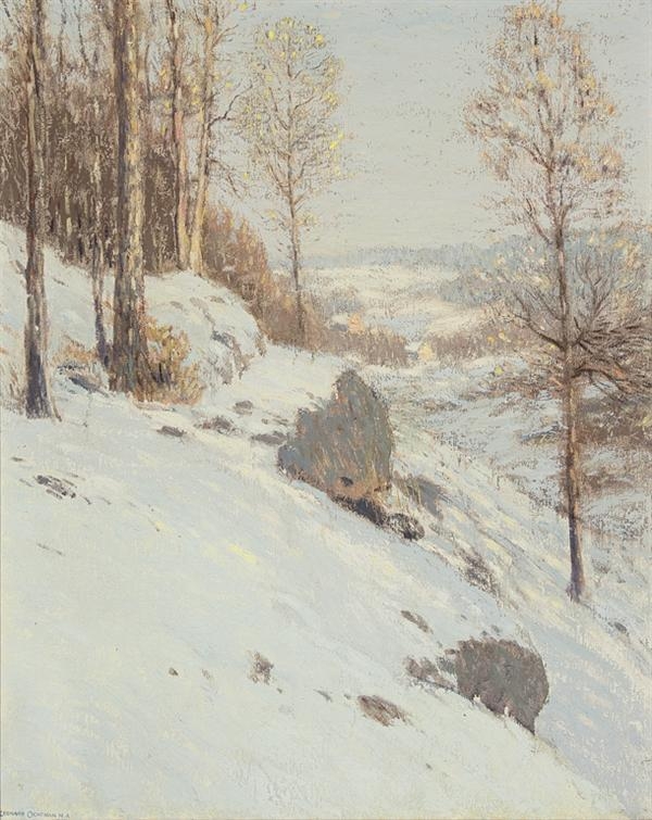 Artwork by Leonard Ochtman, Winter Landscape, Made of oil on canvas