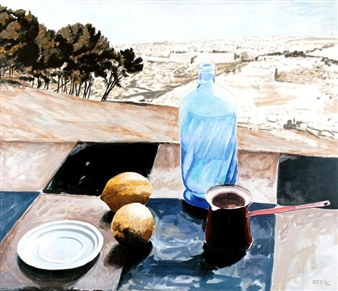 Still Life with Jerusalem Landscape - Arie Azene