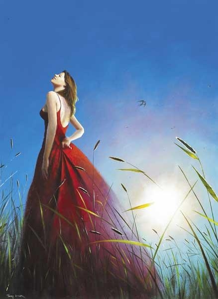 Artwork by Jimmy Lawlor, THE SCARLET GOWN, Made of oil on board