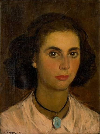 Portrait of a young lady by Yiannis Moralis, 1944