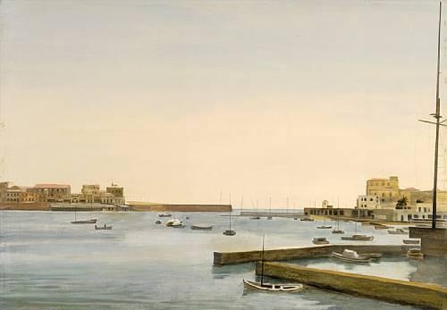 View of Pasalimani, Piraeus by Yannis Tsarouchis, 1966