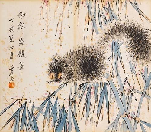 Goldfish, Squirrels and Cranes (8) by Xu Gu, 1887