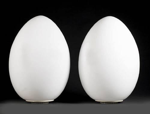 Artwork by Ben Swildens, a pair of Uovo' lamps