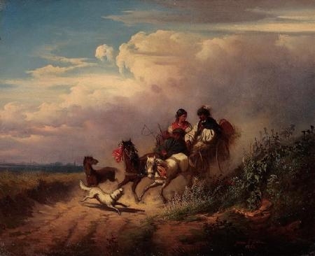 Gypsies in a carriage by Pal Böhm