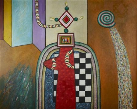 Artwork by Alan Davie, RECEPTICAL FOR SIGHS, NO.7, Made of oil on canvas