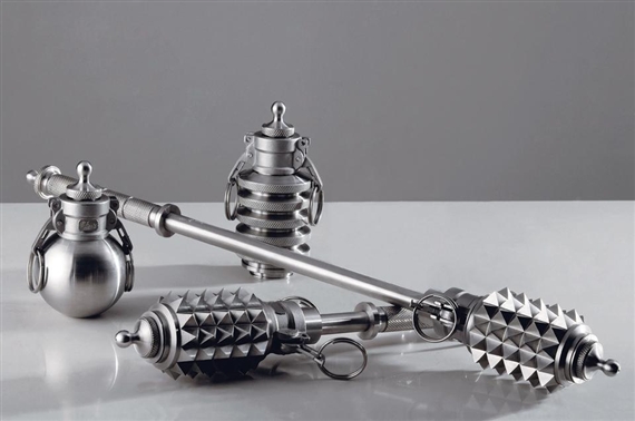 (1)Long Mace Bottle (2) Mace Bottle (3) Baby's Bottle - GrenadeⅠ (3/6) (4) Baby's Bottle - GrenadeⅡ （Four Pieces) by Shi Jinsong, 2008