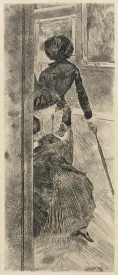 Au Louvre, la peinture, Mary Cassatt by Edgar Degas, circa 1879-80