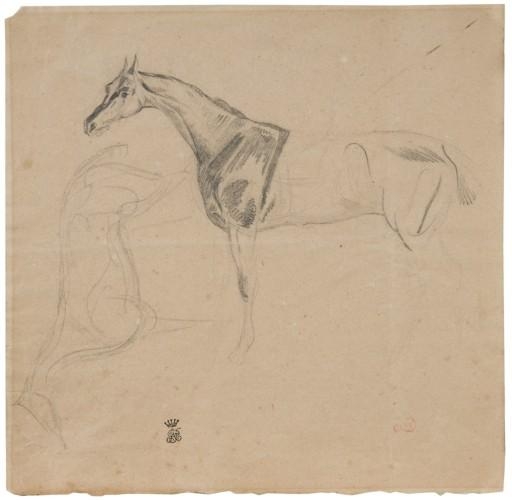 Feuille d'études de chevaux de course by Eugène Delacroix