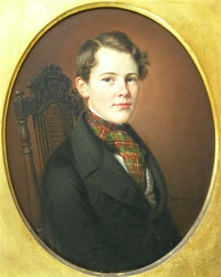 PORTRAIT OF A BOY WITH A TARTAN CRAVAT by Adolf Henning, 1844