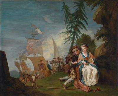 An elegant couple embarking to Kythira by Philip Mercier