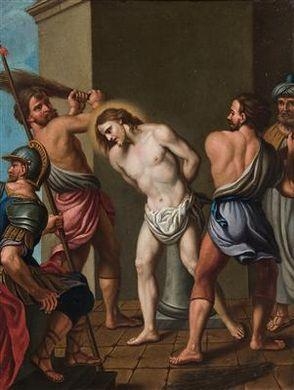 Artwork by Lorenzo Garbieri, The Flagellation, Made of oil on copper