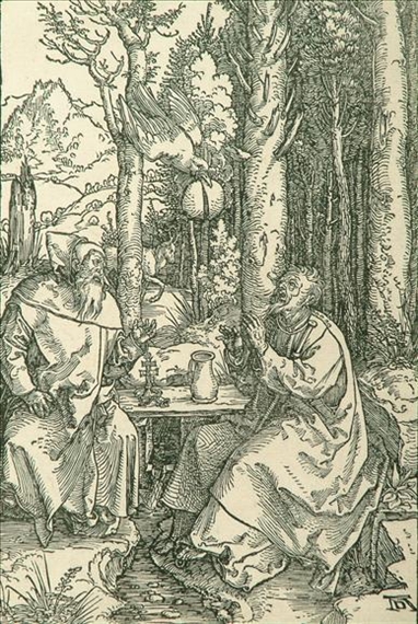 St. Paul visits St. Paul in the Wilderness by Albrecht Dürer
