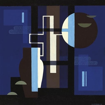 Kors mot Blatt - Plankomposition 8 (Cross against blue - Composition 8) - Sven Jonson