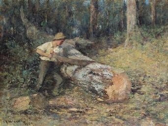 Sawing Timber by Frederick McCubbin, 1907