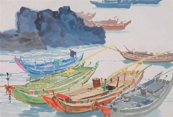 Ship Enters the Harbor by Ma Pai-Sui, 1963