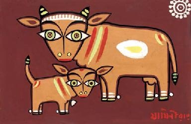Untitled (Cows) by Jamini Roy