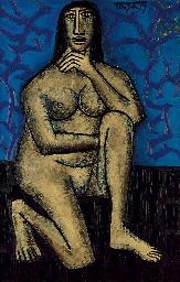 Artwork by Francis Newton Souza, Untitled (Nude), Made of oil on canvas