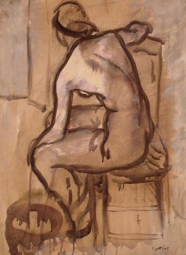 Artwork by Leopold Gottlieb, Bather, Made of Oil on paper mounted on wood