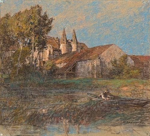 Le chateau d'Armentieres d'Ourq by Léon-Augustin L'Hermitte