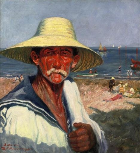 Portrait of man at the Lido, Venice by Franz Kienmayer, 1921