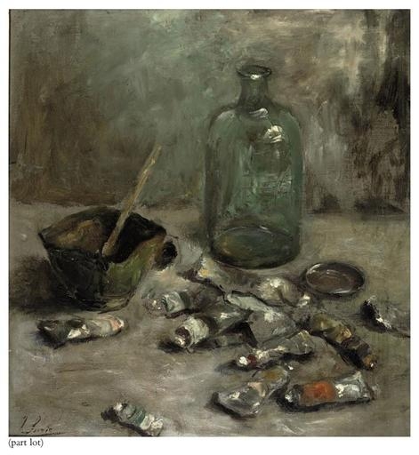 Four works: A still life with artist's tools by Jacoba Surie