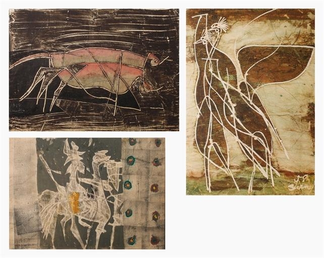 Inoue Sanko | Eight works: Grasshoppers (1958) | MutualArt