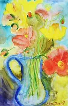 A Jug with Iceland Poppies by Jane Evans, 1995