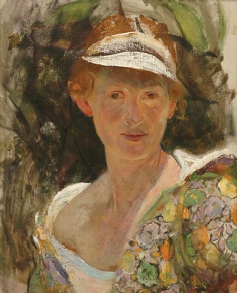 Artwork by Jean Parker Sutherland, Self Portrait with Floral Shawl, Made of oil on canvas