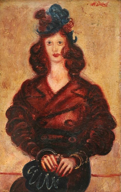 Artwork by William Dobell, Portrait of a Lady, Made of oil on board