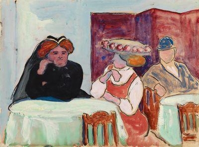 Artwork by Marianne von Werefkin, GesprÃ¤ch im CafÃ©, Made of Tempera on paper