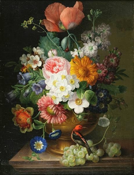 Two Still Lifes of Flowers by Leopold Brunner the Elder, 1833