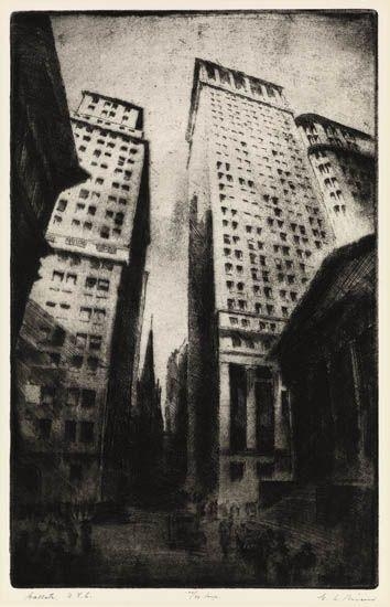 Wall Street, NYC by Gottlob L. Briem, circa 1930