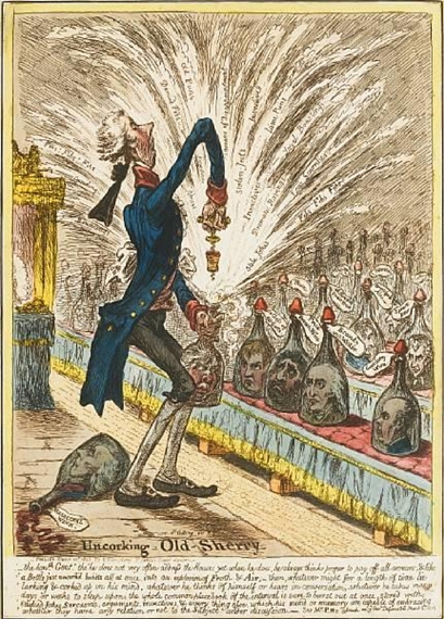 Uncorking Old Sherry (D.George Vol VIII, 10375) by James Gillray, 1805