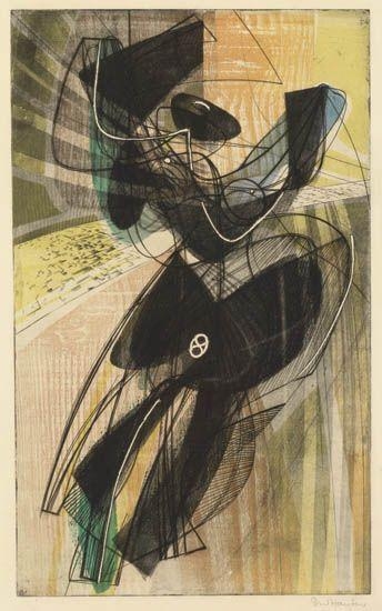 Artwork by Stanley William Hayter, Danse du Soleil, Made of Color etching