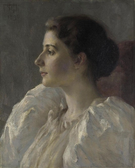 Portrait of a young lady in a white dress - Tudor St. George Tucker