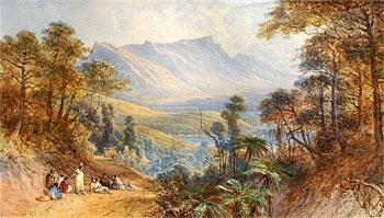 Maori Gathering, Banks Peninsula by Nicolas Chevalier, 1878