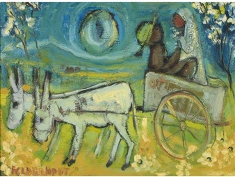 Bridal Couple in a Donkey Cart - Frans Claerhout