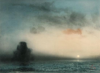 2 Works: Falcon ; Ocean Sunset Picture