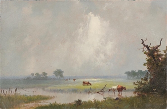 Cows by stream - Henry Wolcott Boss