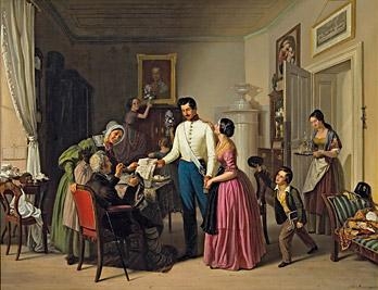 Der Besuch by Johann Manschgo, 1840s